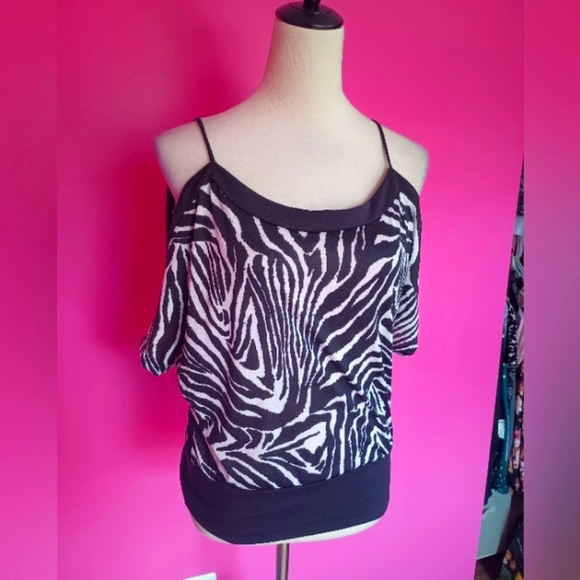 Annabelle Y2K Ladies Zebra Print Spaghetti Strap Clubbing Top (Size L) - Picture 1 of 9